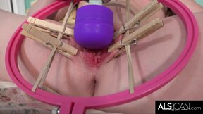 ”Small Tits Blonde Spreads Her Lips for High Powered Vibrator”