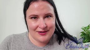 Katy's Sweaty, Dripping Face and Chest