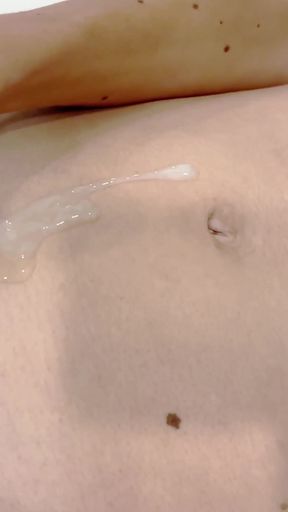 A boy with a large foreskin gets an erection, masturbates, and cums twice   Clip 1