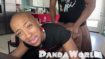 Ebony Anal Submissive Slut BBC Stuffed by Master FFM Threesome