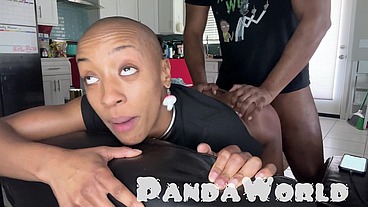 Ebony Anal Submissive Slut BBC Stuffed by Master FFM Threesome