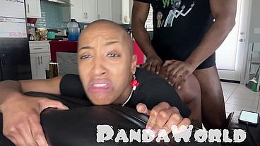 Ebony Anal Submissive Slut BBC Stuffed by Master FFM Threesome