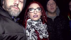 Threesome bang for sexy pierced redhead chick