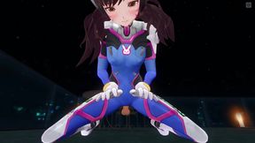3D Hentai POV Dva in Tight Suit Rides Your Cock