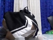 trap rem cosplayer ridding on dildo and masturbate