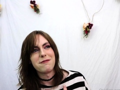 Big Tits Tranny Jerking her Big Hard Cock