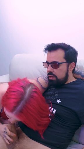 Naughty Redhead Likes to Fuck on the Couch of the Married