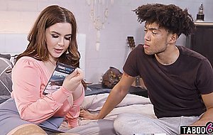 Huge boobs MILF stepmom Natasha Nice fucks her young black stepson