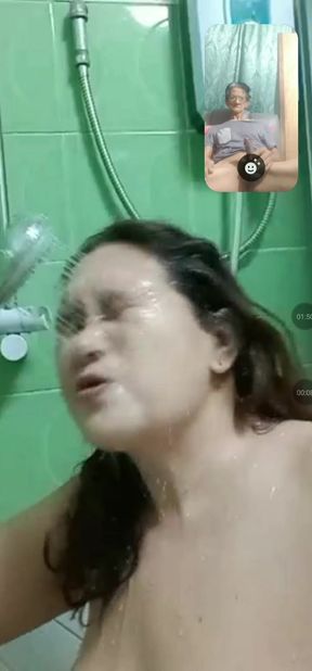 She taking a bath as a regularly video sex