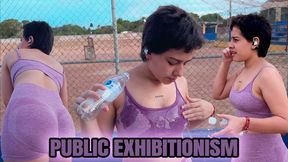 exhibitionist girl in a public place