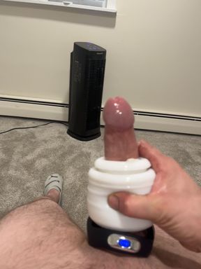 Playing with my new toys stroking my throbbing cock