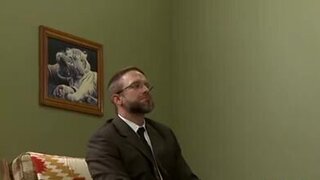 Conner Habib receives a blowjob from suited DILF Dirk Caber