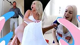 Lovely small stepsis lets me split her pussy open during risky xxx game