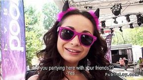 Dude fucks hot amateur outdoor POV at music festival