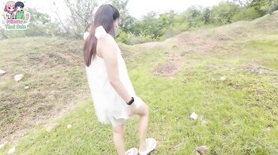 Thai Teen Teases Herself Then Gushes In The Forest