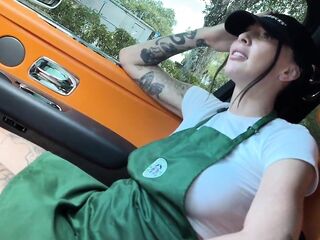 Concupiscent Tattooed Barista Eats Teddy Tarantino's Ramrod in the Car On her Break