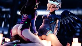 D.Va Getting Eaten Out While Mercy Rides Cock