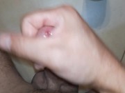 Horny man wanking cock him flashlight anal in bathroom - SoloXman