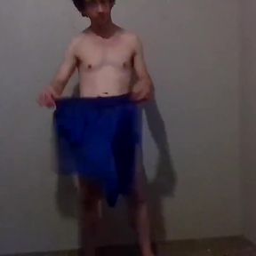 Trying Clothes Playing, Dressing and Undressing - Blue Silky Shorts Pt 14