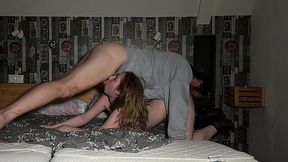 Slim girl snuck into the room with her bf's friend and fucked him