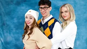 Stepmom catches boyfriend jerking off and decides fucking him beats ruining family photos