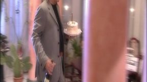 Blindfolded Babe Awaits Soccer Team's Throbbing Cocks