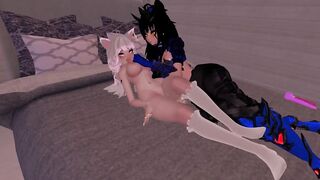 Nyaa! A futa's date with her kitty VRchat erp