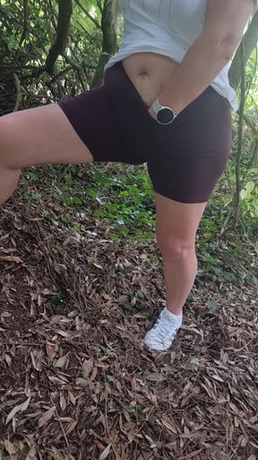Wife teasing cuckold outdoor