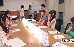 Subtitled japanese cougars group office cfnm foot play