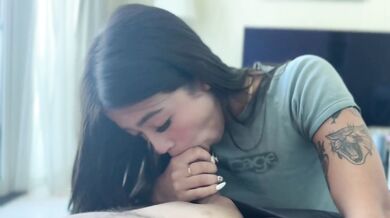 Blowjob and feetjob sizzling Asian hottie unloading on petite trimmed pussy