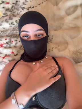 Arab Hijabi Goddess With Heavy Titties Letting Her Breasts Spill Out