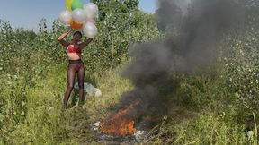 Nastya burns trash and her clothes (custom video)