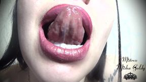 Pink-golden lip gloss fetish & worship