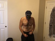 Horny Pilot With Hat Does Strip Tease
