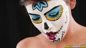 Michelle Martinez's body paint fuck after erotic photosession
