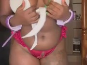Cute Curvy & natural Blackgirl Enjoys High Level Submissive BDSM!(Ful video on my.club,link on Insta