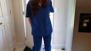 Nurse wetting her scrubs