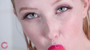 it s shower & dildo fucking time! samantha rone fucks her pink toy!