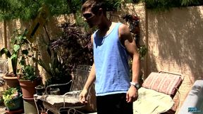 Hung Uncut Stroking in the Sun!