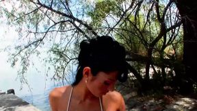 Two stunning looking German sluts getting banged outdoors