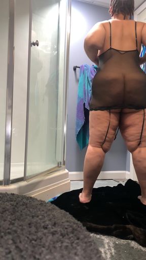 Chubby teen sissy in purple dress