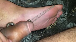 Huge cock compilation: man chaining feet to cock, masturbating & showing pierced cock & hairy assholes