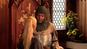 Flaxen-haired femdom dominates middle age lesbians in cunnilingus
