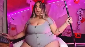 Chubby Coraline Latina shows off giant breasts and booty on webcam