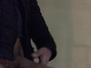 PISSING & JERKING OFF in the Block of Flats