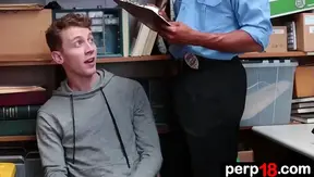 Horny Young 18+ Thief Gets Caught by Uniformed Officer in Intense Interracial Gay Scene