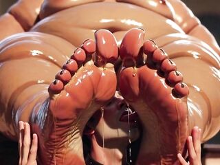 SSBBW Makes Slim Serf Lick Her Perspired Feet