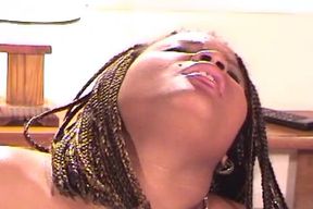 Chubby Ebony MILF Enjoys Two Cocks After Pool Game