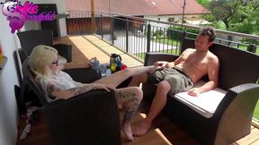 Openly on the balcony fucked