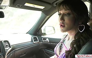 Gorgeous white hitchhiker TS Lena Moon bangs handsome dude Dante